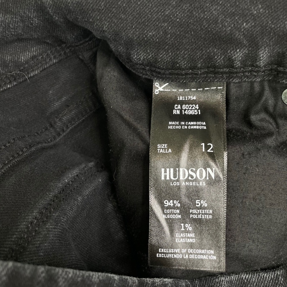 Hudson Los Angeles Womens Black Straight Leg Flap Pocket Jeans Size 12 1811754 - Picture 11 of 11